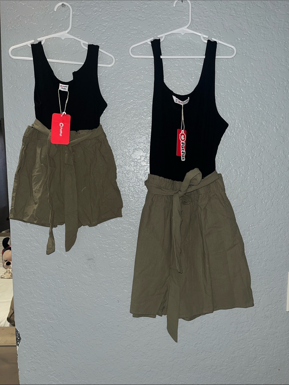 Pat Pat Black & Olive Matching Mommy and Me Rompers